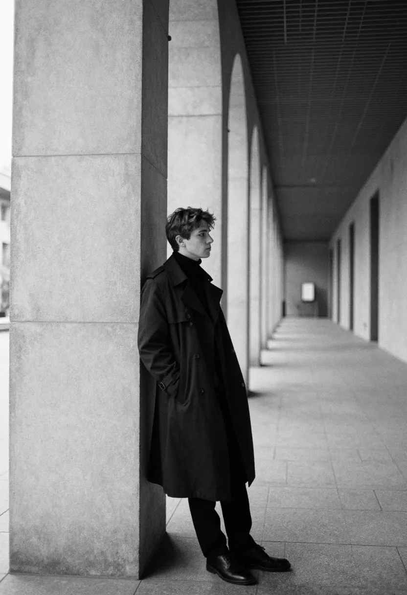 Czarno-biały portret w korytarzu architektonicznym — ArtStudio, ujęcie 16